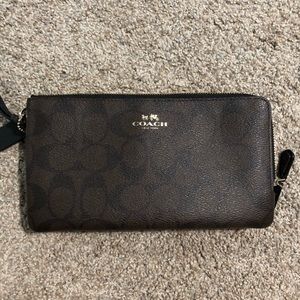Coach Brown Double-Zip Wallet